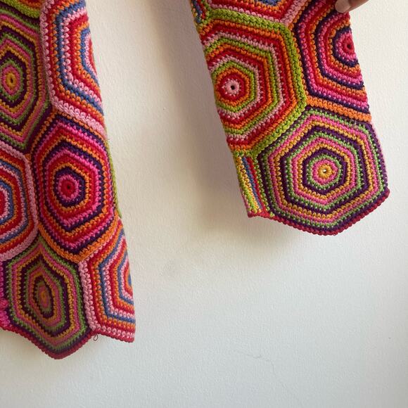 Vintage Isaac Mizrahi Squares Crochet 100% Cotton Sweater/Cardigan - Small - - Picture 3 of 6